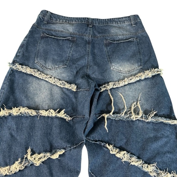 Manfinity XXL Men’s Distressed Wide Leg Jeans Heavy Shredding Streetwear Y2K - Picture 11 of 11